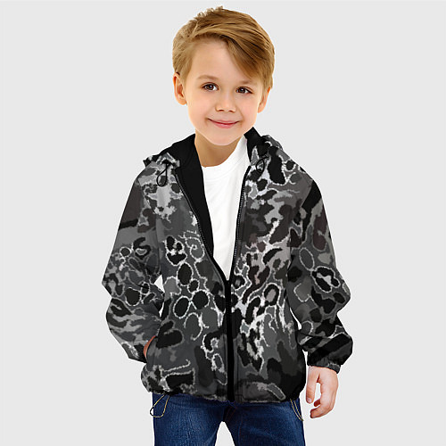 Детская куртка Чёрно-серый абстракция / 3D-Черный – фото 4