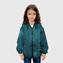 Куртка с капюшоном детская Тёмный бирюзовый абстракция однотонный, цвет: 3D-черный — фото 2