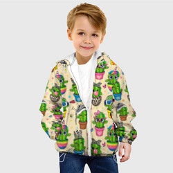 Куртка с капюшоном детская Мультяшные кактусы, цвет: 3D-белый — фото 2
