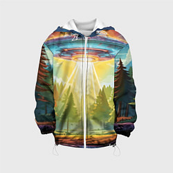 Куртка с капюшоном детская UFO In The Forest, цвет: 3D-белый