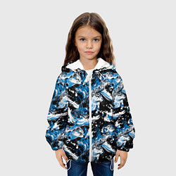 Куртка с капюшоном детская Выдры в речке на волнах - паттерн, цвет: 3D-белый — фото 2