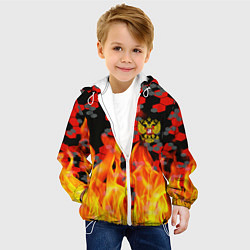 Куртка с капюшоном детская Герб РФ броня в огне, цвет: 3D-белый — фото 2