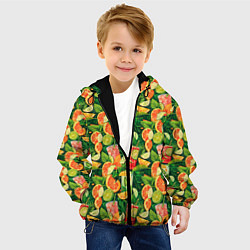 Куртка с капюшоном детская Летний лимонад паттерны, цвет: 3D-черный — фото 2