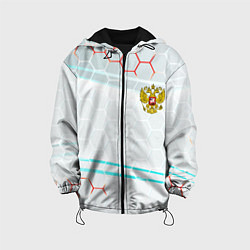 Куртка с капюшоном детская Герб РФ броня текстура, цвет: 3D-черный