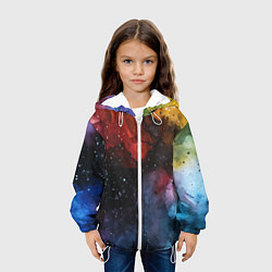 Куртка с капюшоном детская Акварельная цветная абстракция, цвет: 3D-белый — фото 2