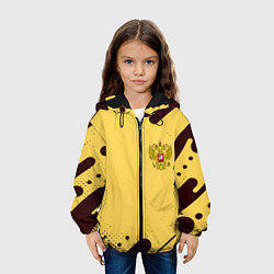 Куртка с капюшоном детская Герб РФ текстура ретро, цвет: 3D-черный — фото 2
