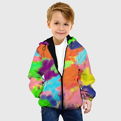 Куртка с капюшоном детская Яркие пятна мелками - текстура, цвет: 3D-черный — фото 2