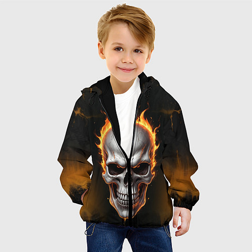 Детская куртка Череп в огне / 3D-Черный – фото 4