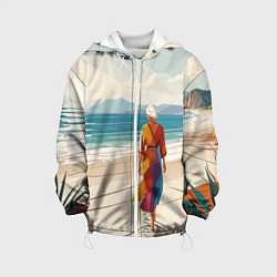 Детская куртка Летний пейзаж с женщиной на пляже