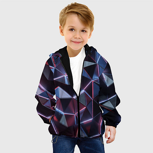 Детская куртка Неоновые геометрические плиты / 3D-Черный – фото 4