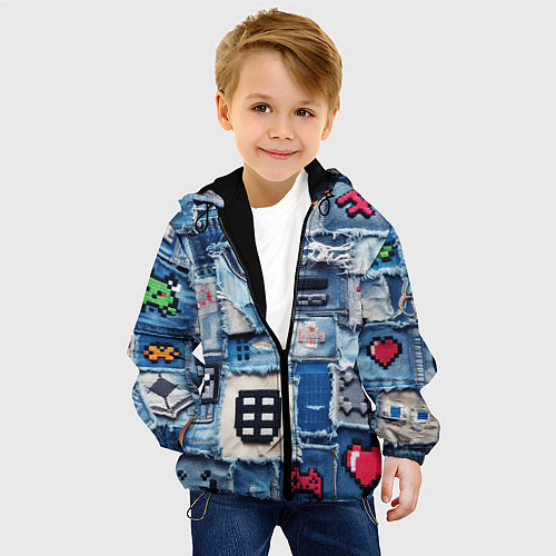 Детская куртка Геймерские знаки на пэчворк / 3D-Черный – фото 4