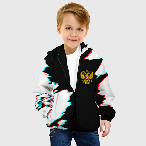 Детская куртка Герб глитч краски / 3D-Черный – фото 4