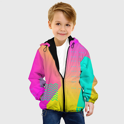 Детская куртка Неоновая геометрия градиент / 3D-Черный – фото 4
