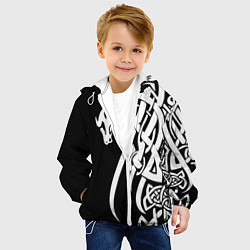 Куртка с капюшоном детская Языческий кельтский орнамент тату, цвет: 3D-белый — фото 2