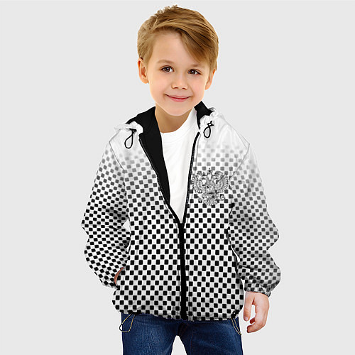 Детская куртка Герб РФ клетка паттерн / 3D-Черный – фото 4
