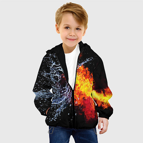 Детская куртка Столкновения огня и воды / 3D-Черный – фото 4