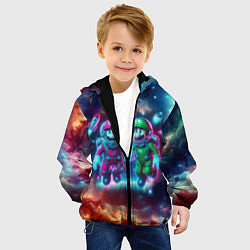 Куртка с капюшоном детская Марио и Луиджи в открытом космосе - неоновое свече, цвет: 3D-черный — фото 2