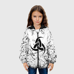 Куртка с капюшоном детская Символика славянская текстура, цвет: 3D-черный — фото 2