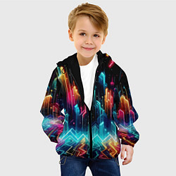 Куртка с капюшоном детская Neon fantastic metropolis - vaporwave, цвет: 3D-черный — фото 2