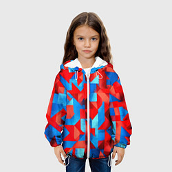 Куртка с капюшоном детская Сине красная абстракция, цвет: 3D-белый — фото 2
