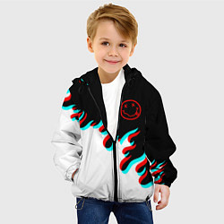 Куртка с капюшоном детская Нирвана глитч огонь, цвет: 3D-черный — фото 2