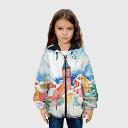 Куртка с капюшоном детская Новогодний сказочный город, цвет: 3D-черный — фото 2