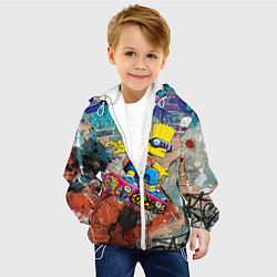 Куртка с капюшоном детская Bart Simpson on a skateboard - graffiti, цвет: 3D-белый — фото 2