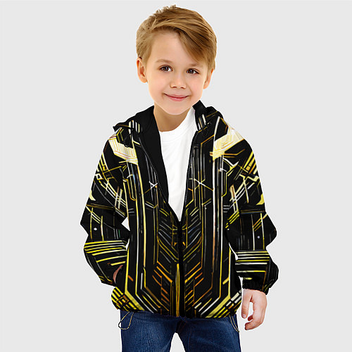 Детская куртка Gold lines on a black background / 3D-Черный – фото 4