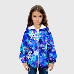 Куртка с капюшоном детская Яркие узоры снежинок, цвет: 3D-белый — фото 2