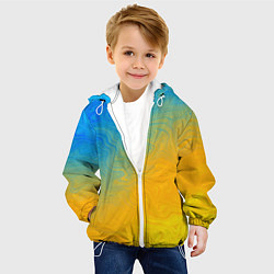 Куртка с капюшоном детская Желто голубой градиент, цвет: 3D-белый — фото 2