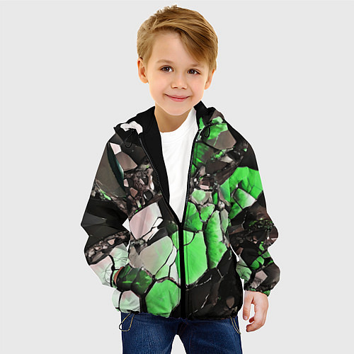 Детская куртка Чёрно-зелёный камень / 3D-Черный – фото 4