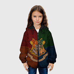 Куртка с капюшоном детская Hogwarts emblem, цвет: 3D-черный — фото 2