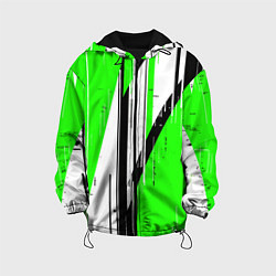 Детская куртка Black and white vertical stripes on a green backgr