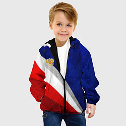 Куртка с капюшоном детская Герб России - триколор, цвет: 3D-черный — фото 2