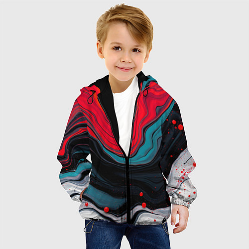 Детская куртка Абстракция эбру / 3D-Черный – фото 4