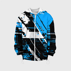 Куртка с капюшоном детская Diagonal black and white stripes on a blue backgro, цвет: 3D-белый