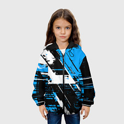 Куртка с капюшоном детская Diagonal black and white stripes on a blue backgro, цвет: 3D-черный — фото 2