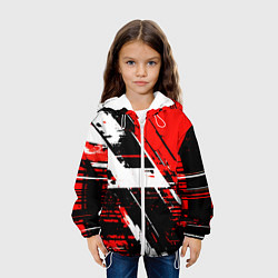 Куртка с капюшоном детская Diagonal black and white stripes on a red backgrou, цвет: 3D-белый — фото 2