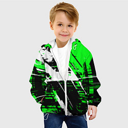 Куртка с капюшоном детская Diagonal black and white stripes on a green backgr, цвет: 3D-белый — фото 2