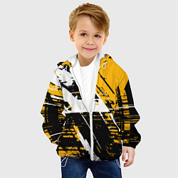 Куртка с капюшоном детская Diagonal black and white stripes on a yellow backg, цвет: 3D-белый — фото 2