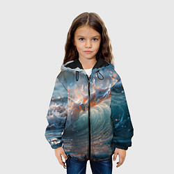 Куртка с капюшоном детская Волна и блики солнца, цвет: 3D-черный — фото 2
