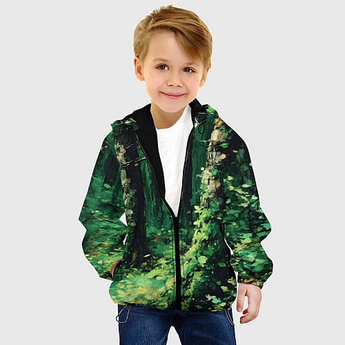 Детская куртка Зелёный летний лес / 3D-Черный – фото 4