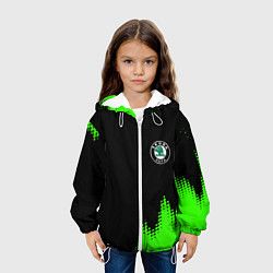 Куртка с капюшоном детская Skoda краски зеленые, цвет: 3D-белый — фото 2