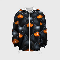 Куртка с капюшоном детская Черные уточки, цвет: 3D-белый