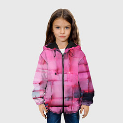 Куртка с капюшоном детская Чёрные пятна на розовом фоне абстракция, цвет: 3D-черный — фото 2