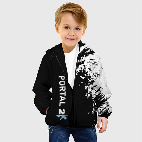 Детская куртка Portal краски черно белый / 3D-Черный – фото 4