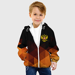 Куртка с капюшоном детская Герб России геометрия, цвет: 3D-белый — фото 2