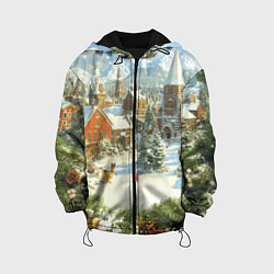 Куртка с капюшоном детская Фон рождества, цвет: 3D-черный