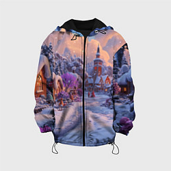 Куртка с капюшоном детская Тропинка к новому году, цвет: 3D-черный