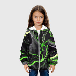 Куртка с капюшоном детская Зелёно-чёрный мрамор, цвет: 3D-белый — фото 2
